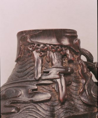 图片[3]-Rhinoceros horn carved sea water cloud dragon cup-China Archive